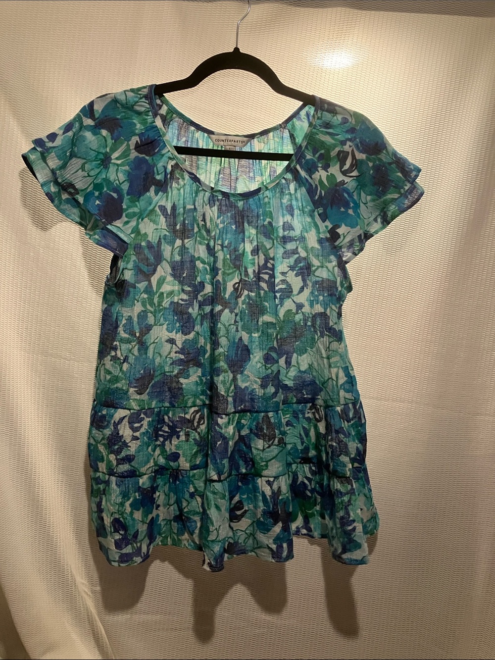 Counterparts Teal and Blue Floral Short Sleeve Tunic